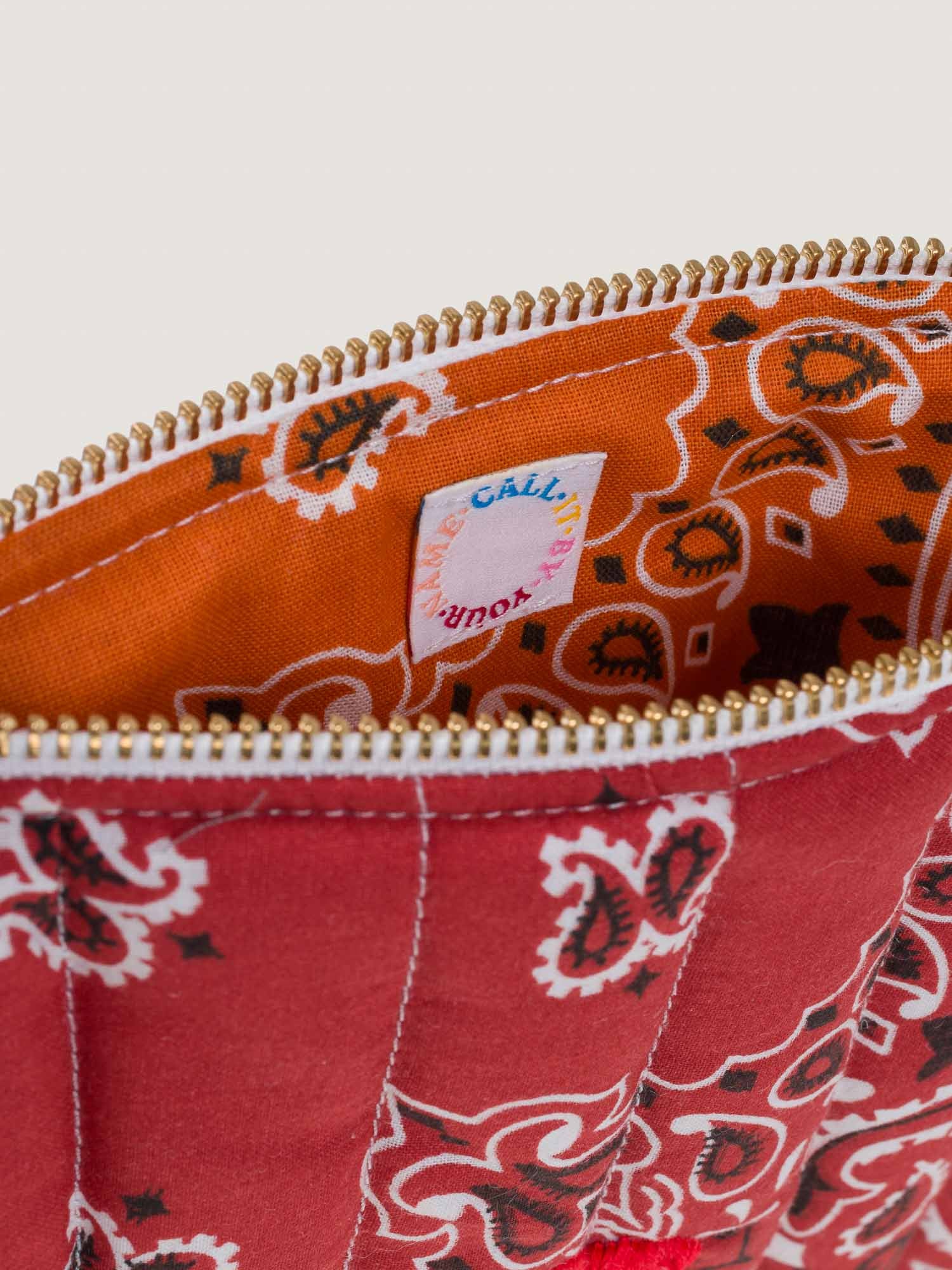 Mini Pochette Zippée Matelassée - COEUR - Vintage Red / Burnt Orange - Image 4