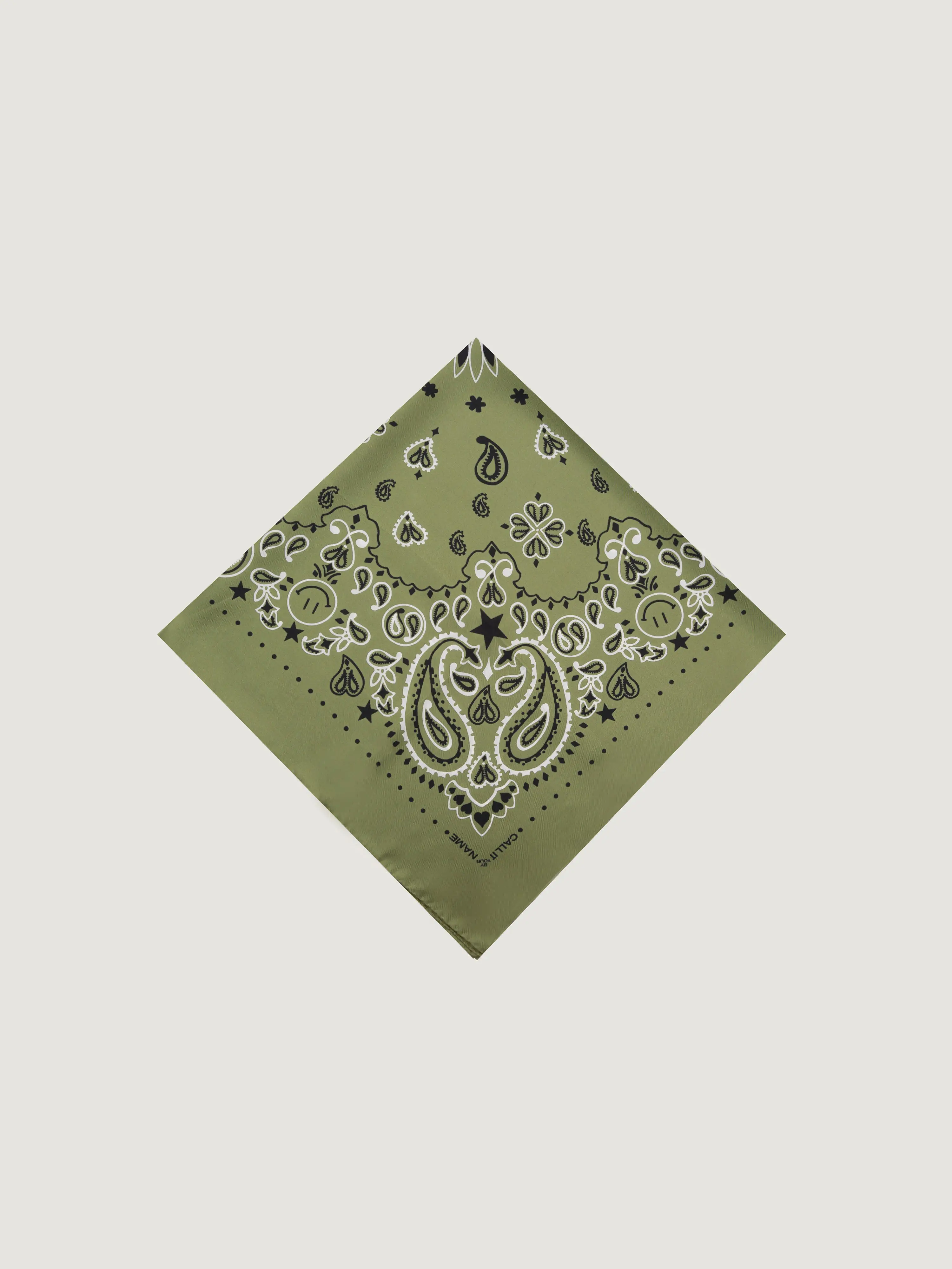 Bandana en Soie - STAR - KAKI - Grand Modèle - Image 3