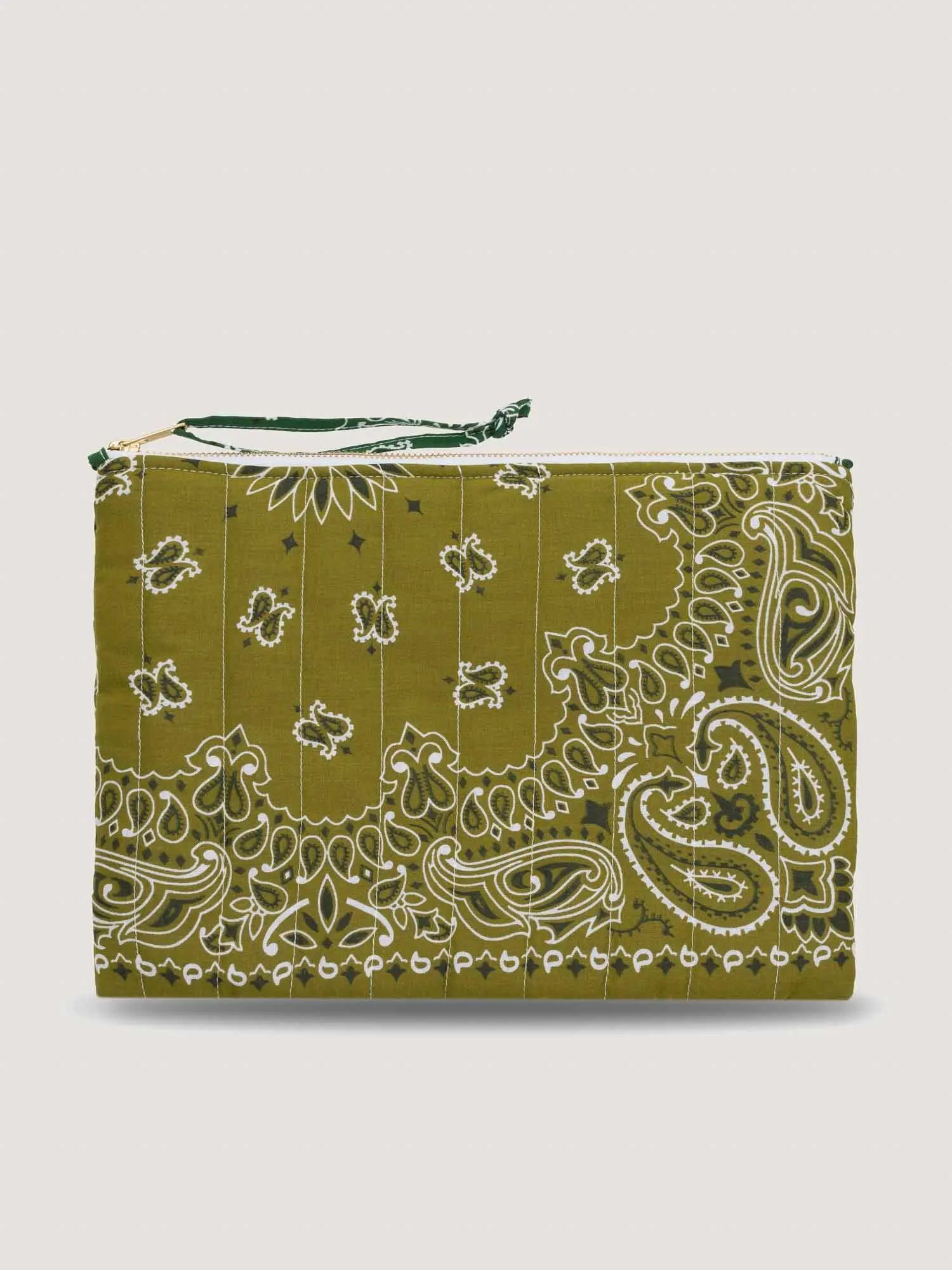 Pochette Zippée Matelassée - TRÈFLE - Bronze / Vert Week-end - Image 4